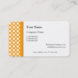 White Polka Punkte auf Orange Visitenkarten Visitenkarte