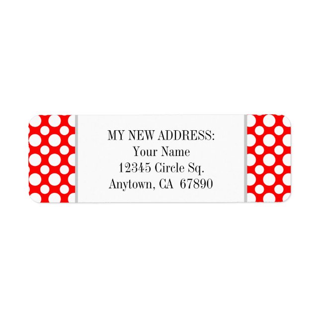 White Polka Punkte auf Red Custom New Address Labe (Vorne)