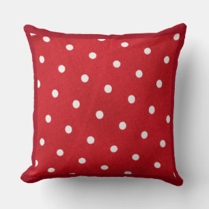 White Polka Punkte auf rotem Hintergrund Kissen