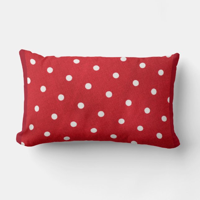 White Polka Punkte auf rotem Hintergrund Lendenkissen (Vorderseite)