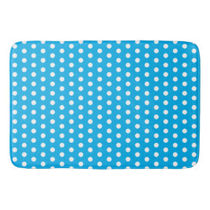White Polka Punkte auf Sky Blue Retro Classic Vint Badematte