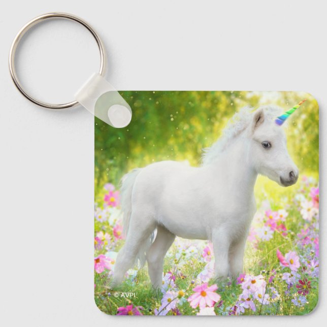 White Pony Unicorn Schlüsselanhänger (Vorderseite)