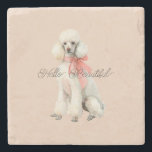 White Poodle Dog Hello Beautiful Steinuntersetzer<br><div class="desc">White Poodle Dog Hello Beautiful</div>