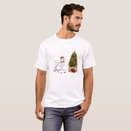 White Poodle Funny Christmas Dog mit Baum T-Shirt