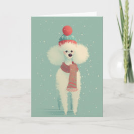 White Poodle Holiday Greeting Karte