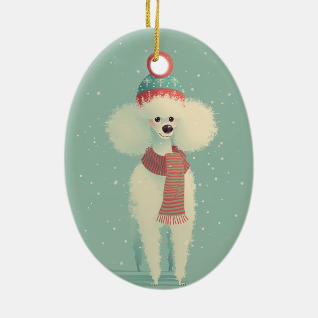 White Poodle Holiday Keepsake Keramik Ornament (Hinten)