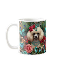 White Poodle Hund Blumenkunst