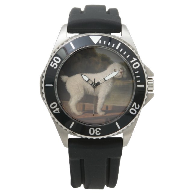 White Poodle in a Punt (von George Stubbs) Armbanduhr (Vorderseite)