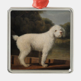 White Poodle in a Punt (von George Stubbs) Ornament Aus Metall
