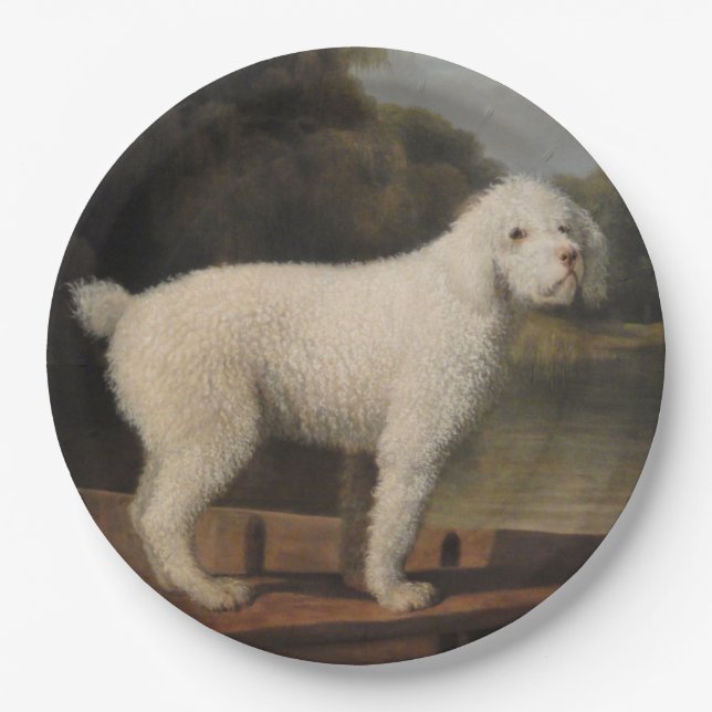 White Poodle in a Punt (von George Stubbs) Pappteller (Vorderseite)