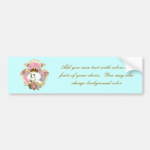 White Poodle Princess n Pink Roses Autoaufkleber