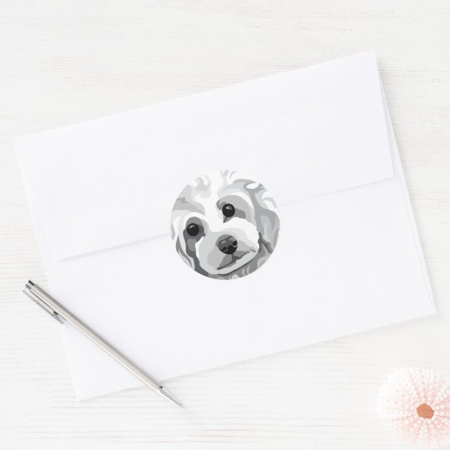 White Poodle Runder Aufkleber (Umschlag)