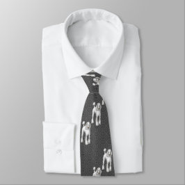 White Poodles on Gray Background Tie Krawatte