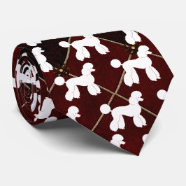 White Poodles on Plaid Necktie Krawatte
