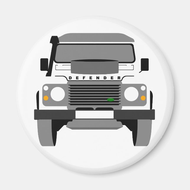 White Pop Art Classic Land Rover Defender Magnet (Vorne)