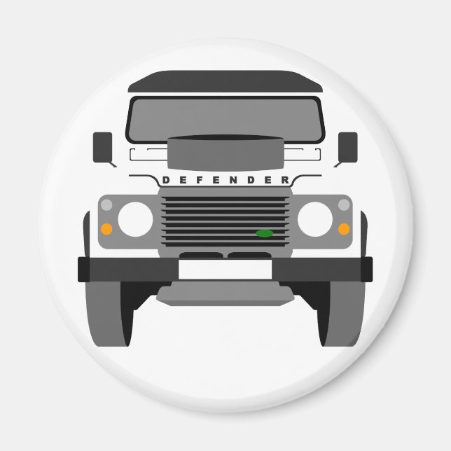 White Pop Art Classic Land Rover Magnet (Vorne)