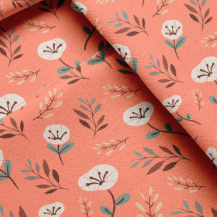 White Poppies auf Red Fabric Stoff