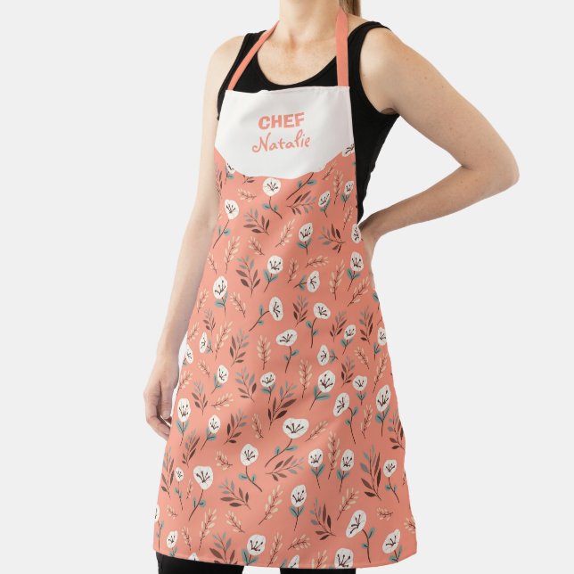 White Poppies Custom Name Apron Schürze (InSitu)