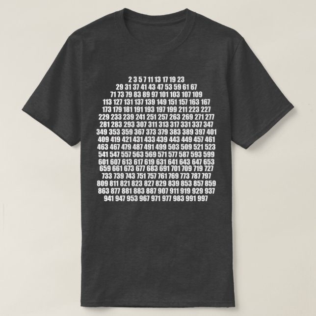 White prime numbers T-Shirt (Design vorne)