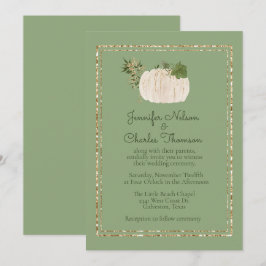 White Pumkin Green Wedding Einladung