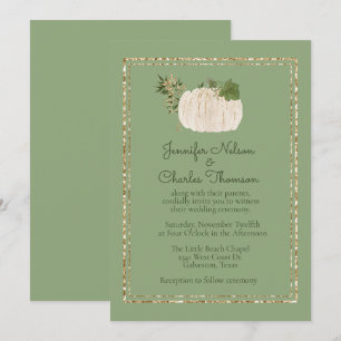 White Pumkin Green Wedding Einladung