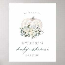 White Pumpkin and Blume Kinderdusche Willkommen Poster
