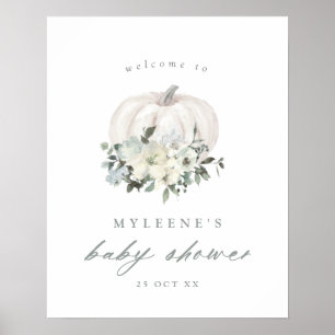 White Pumpkin and Blume Kinderdusche Willkommen Poster
