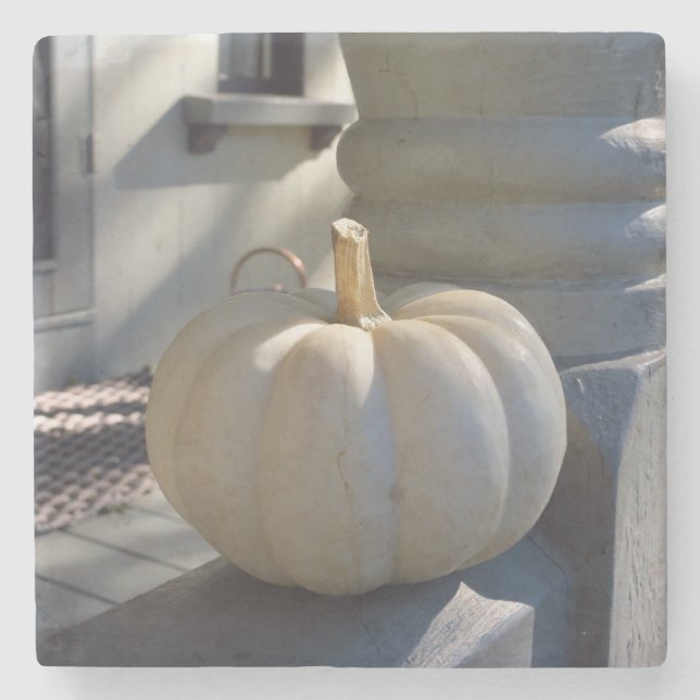 White Pumpkin auf dem Rail - Martha's Vineyard Steinuntersetzer (Vorderseite)