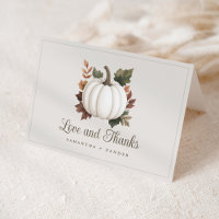 White Pumpkin Autumn Baby Dusche Danke Karte