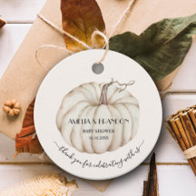 White Pumpkin Baby Dusche Danke