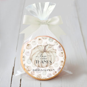 White Pumpkin Baby Dusche Danke Runder Aufkleber