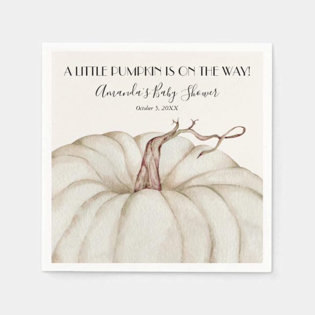 White Pumpkin Baby Shower Gender Neutral Serviette (Vorderseite)