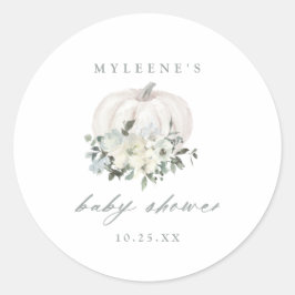 White Pumpkin & Blume Kinderdusche Runder Aufkleber