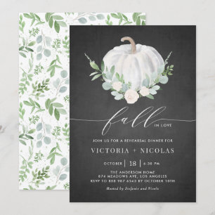 White Pumpkin Chalkboard Herbst Probe Dinner Einladung