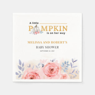 White Pumpkin Couples Baby Dusche Floral Lilac Serviette
