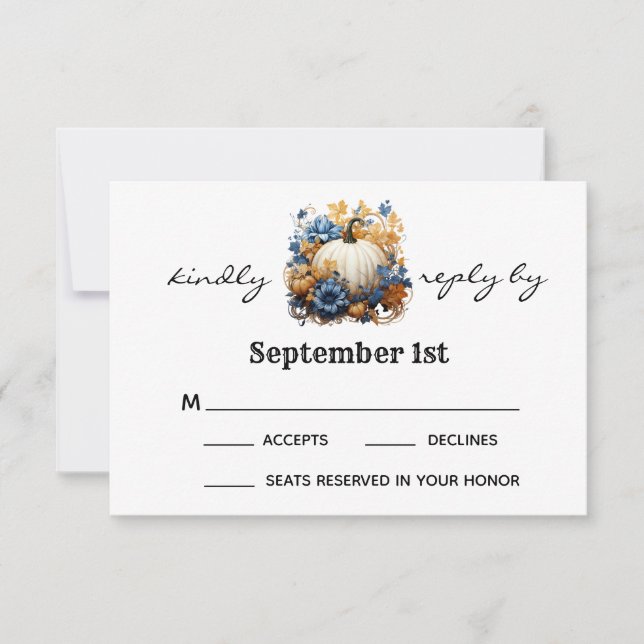 White Pumpkin Elegant Fall Garden Wedding UAWG RSVP Karte (Vorderseite)