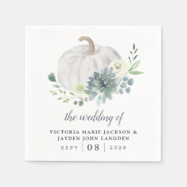 White Pumpkin Elegant Succulent Fall Chic Wedding Serviette