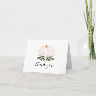 White Pumpkin Fall Baby Dusche Danke Karte