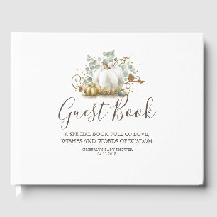 White Pumpkin Fall Baby Dusche Wünsche und Weishei Gästebuch