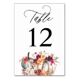 White Pumpkin Fall Floral Tischnummer