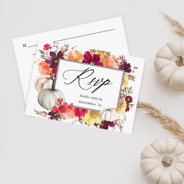 White Pumpkin Fall Floral w Meal UAWG RSVP Karte (Von Creator hochgeladen)