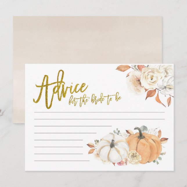 White Pumpkin Floral Advice für die Braut zu sein Hinweiskarte (Vorne/Hinten)