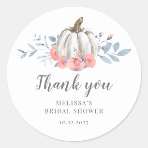 White Pumpkin Lilac Floral Brautparty Runder Aufkleber