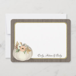 White Pumpkin mit Blume und Barn Wood Vielen Dank Dankeskarte