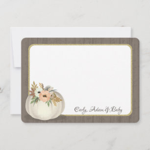 White Pumpkin mit Blume und Barn Wood Vielen Dank Dankeskarte