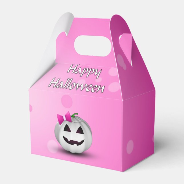 White Pumpkin Pink Girl Halloween Geschenkschachtel (Vorderseite)