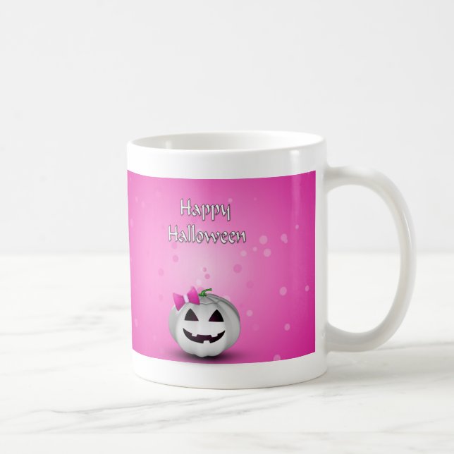 White Pumpkin Pink Girl Halloween Kaffeetasse (Rechts)