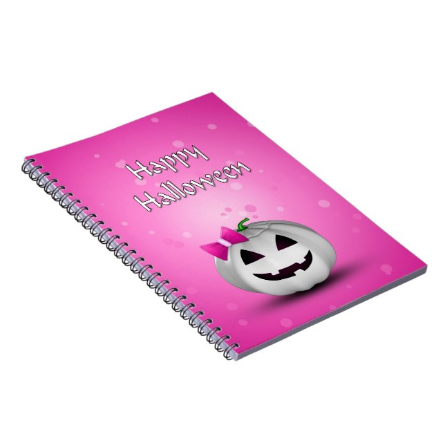 White Pumpkin Pink Girl Halloween Notizblock (Rechte Seite)