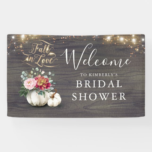 White Pumpkin Rustic Fall Brautparty Willkommen Banner (Horizontal)