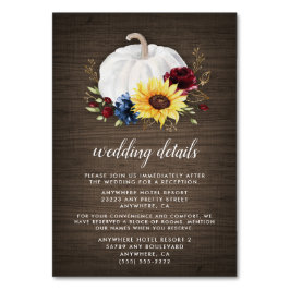 White Pumpkin Sonnenblume Hochzeitskarten Tischnummer
